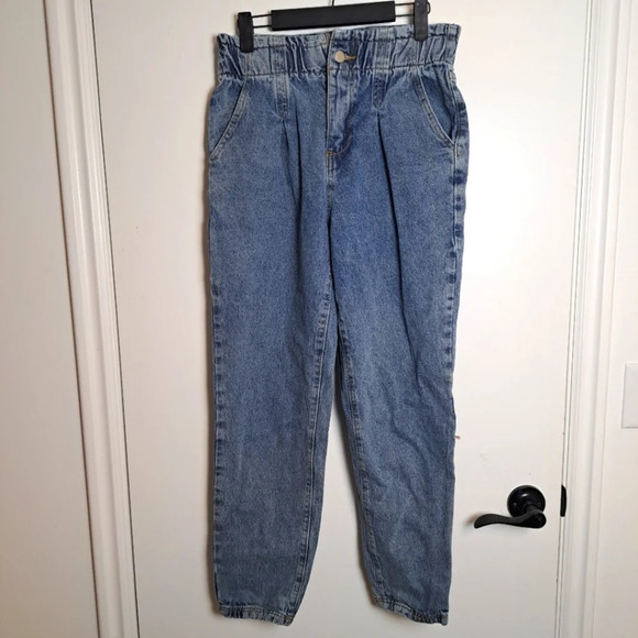 Hope Ave Women's High Rise Elastic Waist Baggy Barrel Leg Jeans Size Small - Picture 1 of 4